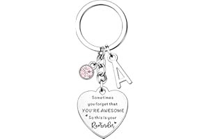 HULALA Initial Keyring Alphabet Letter Keychain Inspirational Gifts For Women Girls Best Friend Daughter Sister Motivational Birthday Christmas Gifts Car Key Ring Bag Charm