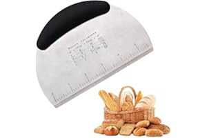 ZAWTR Dough Scraper Cutter, Stainless Steel Pastry Cutter Dough Scrapers Spatula Chopper with Nonslip Handle and Measuring Scale, Metal Bench Food Scraper Kitchen Tool for Baking Bread Pizza Cake (Black)