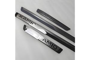 AFSNT 4 Pezzi Battitacco Auto per Skoda Kamiq 2024 2023-2018, Protezione Portiere Auto in Acciaio Inox Protezione Antigraffio per Pedale Accessori Auto