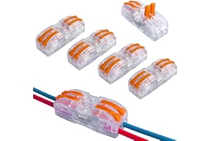 QitinDasen 15Pcs KV212 Palanca Tuerca Cable Conector, 2 en 2 fuera Bilateral 4 Puertos Transparente Compacto Conductor Conector, Rápido Cable Conector Resorte Bloque Terminal