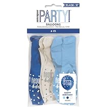 Unique Party 83394 - Palloncini in Lattice per il 13° Compleanno - 30 cm - Compleanno Glitz Blu e Argento - Confezione da 6