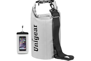 Unigear Sacs Imperméables/Sacs Etanches/Dry Bag (2L/5L/10L/20L/30L/40L) pour Activités de Plein Air et Sports Aquatiques Camping Nautique Kayak Pêche avec Une Pochette étanche de Téléphone