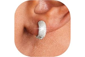 HANLI Orecchini Uomo Cerchio Diamante Argento 925 / Oro Placcato 14K e Zirconi Cubici Anallergici Leggeri Trendy Gioielli di Moda per le Uomo