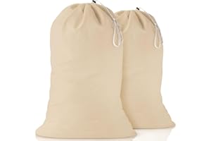 HERTE Wäschebeutel in Natürlicher Farbe Sehr langlebig, Wäschesack mit Kordelzug, Maschinenwaschbar und Wiederverwendbar, Wäschebeutel Reise (6 Pack | 60 X 90 cm)