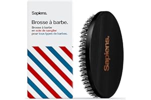 Sapiens Barbershop Brosse a Barbe Homme - Brosse en poil de sanglier idéal pour Coiffer, Discipliner Barbe et Moustache et Appliquer de l’Huile à Barbe