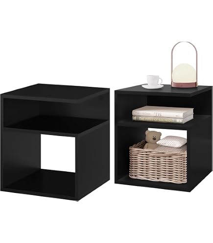 MRBLS_HOME MRBLS Lot de 2 tables de chevet à sommier tapissier Table de