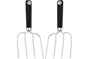Andrew James Stainless Steel Carving Fork Set 2-Piece Meat Forks for Kitchen & BBQ, Long Handle, Non-Slip Grip, Sharp Tips, Dishwasher Safe, Heavy-Duty for Large Meats & Birds - Durable