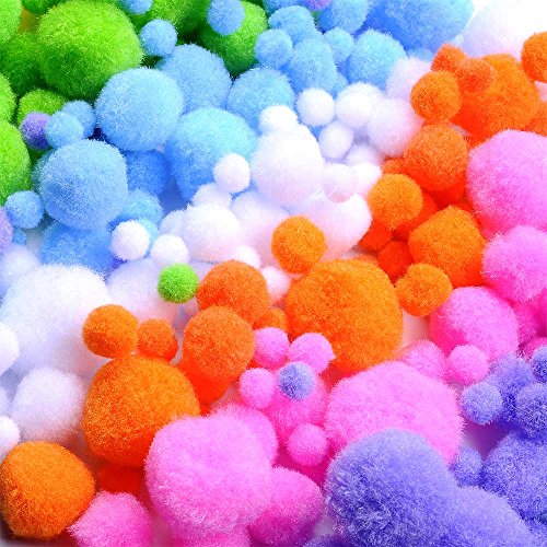Pompons, Selbstklebend Wiggle Kulleraugen, Glitzer Pfeifenreiniger Chenilledraht für Handwerk DIY Kunstbedarf, 1000 Stück - 4