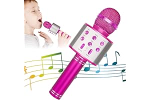 KIDWILL Microfono Wireless Bluetooth Karaoke, 5 in 1 Portatile Radio FM Karaoke Mic Speaker Player Recorder per Bambini Adulti per Festa di Compleanno KTV Ideale per iPhone Android iPad PC (Rosa)