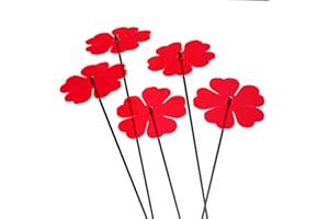 SUN CATCHER GARDEN DECOR 5 grandi acchiappasole "doppio fiore", set da 5 decorazioni da giardino con asta oscillante da 75 cm, idea regalo per giardino, colore: rosso