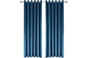 IR IMPERIAL ROOMS Imperial Rooms Navy Crushed Velvet Curtains 66x54 Blackout Curtains for Living Room Fully Lined Eyelet Curtain Pair Panels + 2 Matching Tie Backs (168cm x 137cm)