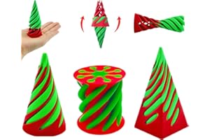 ACKYGETRICH Impossible Pyramid Passthrough Sculpture - 3Pcs 3D Printed Spiral Cone Fidget Toy, Stress and Anxiety Relief Toy, Pass Through Pyramid Fidget Toy for Adult Children (Christmas Colors)