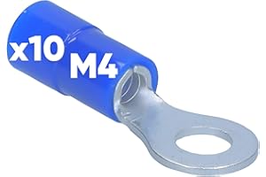 Kalitec RKSBM4 - Terminales de cable de anillo (10 unidades, 1,5 – 2,5 mm², aislados, M4, azul, cobre, cuello de PVC, para conectar cables o trenzas, terminales de cable, conectores de cable, protege
