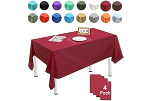 MORAINJAY 4 sztuki 137 x 274 cm, prostokątne, jednorazowe obrusy, czerwone wino, wodoodporne, plamoodporne, na przyjęcia urodzinowe, wesele, Boże Narodzenie, urodziny dziecka, do jadalni, ogrodu, na