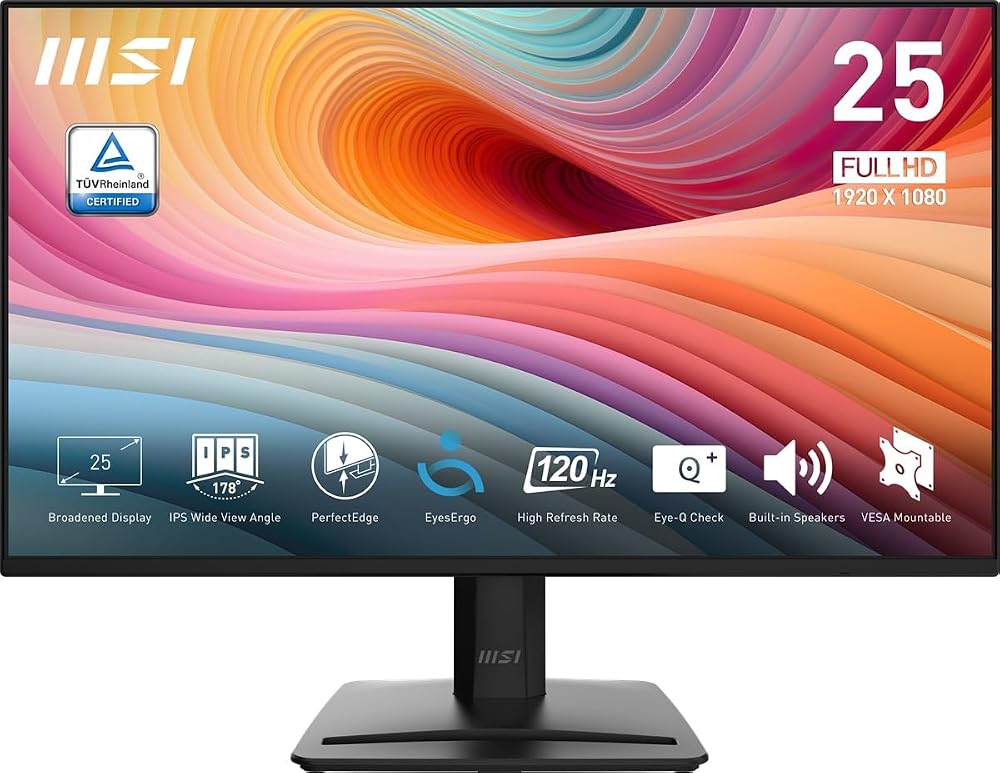 MSI 24.5 PRO MP252 E2, Kurumsal Monitör, FHD, Flat,16:9, IPS, 120Hz 1ms, Adaptive-Sync