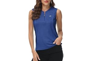 MoFiz Donna Senza Maniche Maglietta Canottiera Camicia Golf Tennis Estiva Traspirante con Cerniera
