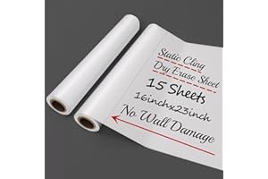 ZHIDIAN 2 Roll Whiteboard Sheets Static 16.5x23" 30 Sheets Reusable Chart Whiteboard Roll Whiteboard Paper Flipcharts Squared Static Cling Dry Erase Sheets Stick to Any Flat Surface