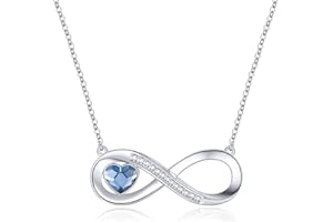 LOUISA SECRET Collier Infini Femme, Bijoux Coeur Infini Pendentif Femme Argent 925, Zirconia Cubique Coeur Pendentif, Cadeau Femme, Cadeau Anniversaire Femme, Cadeau Maman, Bijoux Collier pour Femme