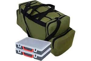 ‎FEROCITY Ferocity Specialist Angeltasche für Zubehör mit inkl. 2 Kunststoff-Boxen Angelboxen Gerätetasche Ködertasche Tasche für Angelköder Khaki [023]