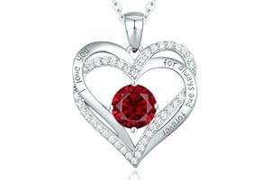 CDE Necklaces for Women 925 Sterling Silver Love Heart Pendant Birthstone Rose/White Gold Necklace Jewellery Gifts for Mum Her Wife Girlfriend Anniversary Birthday Mothers Day Christmas Valentines
