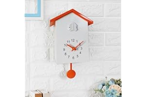 ReachMall Reloj de cuco, diseño de péndulo para estudios, oficinas, dormitorios, salas de estar, cocinas ( y naranja)
