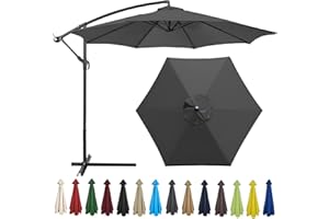 CMJYMX Replacement Parasol Canopy 200CM 2.7M 300CM + 6 Arms/8 Arms Replacement Parasol Fabric Cover For Garden Umbrella Waterproof Anti-ultraviolet Replacement Umbrella Cloth(Color:Gray,Size:6 ribs-3m(9.8ft)