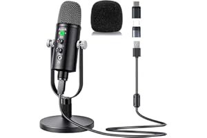 Aveek USB Mikrofon für PC und Telefon, Kondensator Mikrofone mit Stabiler Ständer und Lärmminderung für Computer Laptop für Podcast, Studio, Streaming, Broadcast, YouTube