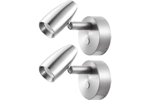 Obeaming 2 x Autocaravana Lámpara de lectura LED 12V, Luz de Lectura Junto a la Cama de pared regulable, para Furgo Barco Van, Equipado Cargador USB&Luz nocturna azul, Acabado níquel