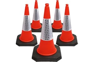 STREET SOLUTIONS UK Street Solutions - 5 x 750mm Tall Traffic Cones with High-Quality Reflective Sleeve for Indoor and Outdoor Usage, Self Weighted Cones are Manufactured in The UK