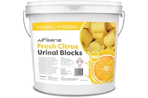 Airsenz Urinal Blocks 3KG - Fresh Citrus Fragrance - Eliminates Odours and Prevents Blockages- Slow Dissolving - Suitable for Urinal or Trough Use (Yellow)