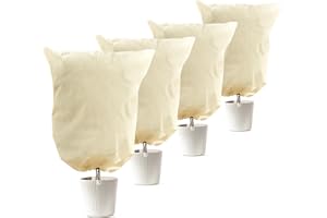 LCGOD Lot de 4 Housse Hivernage Plante 80g/m² Haute Densité - Protection Renforcée Contre Gel, Neige, Vent pour Palmier, Olivier - 80x100cm avec Cordon de Serrage Réutilisable