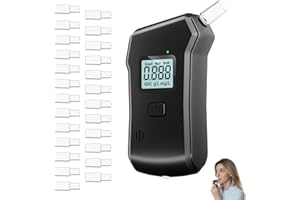 CUBTEM Alkoholtester, Promillemessgerät, Alkoholtester Polizeigenau mit 25 Mundstücken, Professioneller Alkoholmessgerät mit Digitaler Blauer LCD-Anzeige, Tragbarer Alkomat für den Heim und Partygebrauch