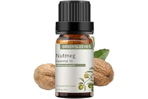 GREENSLEEVES Nutmeg Essential Oil, 100% Pure, Undiluted Organic Nutmeg Aromatherapy Diffuser Oils 10ml