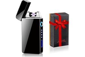 ASANMU Accendino Elettrico USB, Regalo per la Festa del Papà, Accendino Ricaricabile Elettronico Accendino Touchscreen USB Accendino Plasma Antivento Senza Fiamma Accendino Dual Arco,Idee Regalo Papà