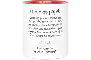 LA MENTE ES MARAVILLOSA - Taza de Cerámica con Frase |Querido Papá, Gracias por no Darme en Adopción| 330 ml Regalo Original para Papá, Taza de Café y Té