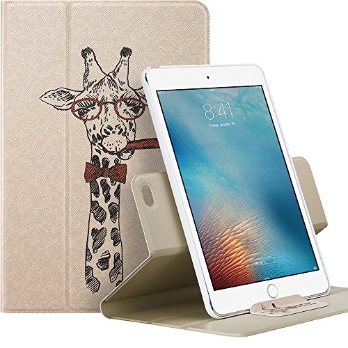 iPad Air 2 Hülle, 360 Grad Rotierend Stehen Schutzhülle, ESR® Auto Aufwachen/Schlaf Funktion PU Ledertasche für iPad Air 2 / iPad 6 (Giraffe)