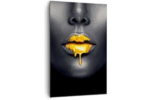 ARTTOR Cuadros Decoracion Salon Oro Boca Negro Lienzos decorativos 80x120cm Cuadro Sobre Lienzo Moderno Vertical Dormitorio Cocina Cuadros Pared Imágenes Wall Art Prints Decor Canvas Grande PA80x120-4460