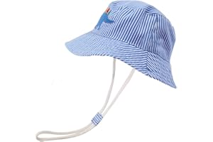 FUYAO Baby Sun Hat Kids Toddler Boys Beach Sun Protection Hat Summer Play Hats Adjustable Chin Strap Bucket Hat