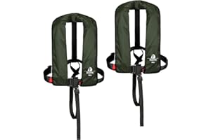 Set di 2 12skipper giubbotti di salvataggio automatici 165N ISO con imbragatura, verde oliva