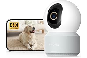 Anona Pano 4K Überwachungskamera, WiFi 6 Hundekamera mit Auto-Tracking für Mensch/Tier & Babyweinen-Erkennung, 360° Schwenk/Neige, Zweiwege-Audio, Alexa-kompatibel