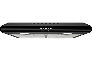 FIREGAS Visor Cooker Hood 60 cm with Brushless Motor, Black Extractor Hood 600mm,Under Cabinet Hood, Wall Mounted Extractor,Recirculation & Extraction, 3 Speed Fan
