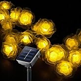 Solar 30Led Amp&uuml;l 4M İp G&uuml;l Desen G&uuml;neş Enerjili Dekorasyon Doğum G&uuml;n&uuml; D&uuml;ğ&uuml;n Sıcak Beyaz