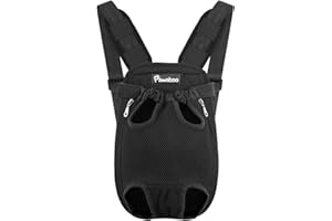 PAWABOO Mochila del Perro - Adjustable Bolsa Delantera Pet Front Cat Dog Carrier Backpack/Piernas Afuera & Fácil de Ajustar para Viajar/Senderismo/Camping, Talla S - Negro