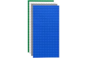 Etarnfly 4 Pack Classic Base Plates,25.5 x 12.8 cm Building Board Baseplates 100% Compatible with All Major Brands,Grey/Green/Blue/White