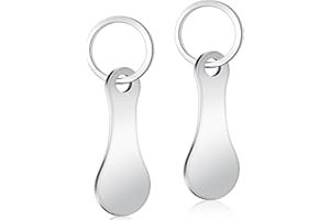 Caianwin 2 gettoni per carrello, in acciaio inox, per carrelli e monete, rimovibili, per rilasciare carrelli da supermercato, gettoni per carrello della spesa, Argento, 1