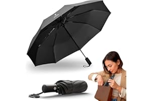 STYNGARD Regenschirm sturmfest - Taschenschirm mit Auf-zu-Automatik und Beschichtung gegen Feuchtigkeitsschäden - kurzer Griff - Modell BERGEN