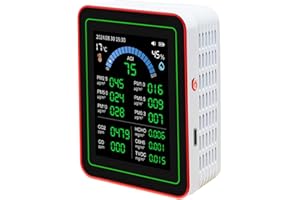 18 w 1 Tester Jakości Powietrza do Domu, Monitor Jakości Powietrza w Pomieszczeniach, z Indeksem Jakości Powietrza, CO2, HCHO, TVOC, PM5.0, PM0.3, PM1.0, PM2.5, PM10 itd.