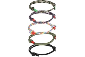 Yumi V Mens Nautical Braided Bracelet, Navy Anchor Rope String Woven Wristband, 5 Pcs Charm Paracord Bracelet, Adjustable Unisex