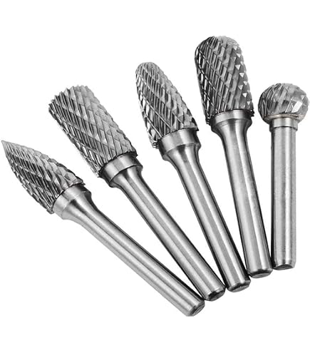 Boxonly Tungsten Carbide Rotary Burr Set – Double Cut 1/4 Inch Shank, 6mm Diameter, For Woodworking, Metal Polishing, Engraving, And DIY Grinding