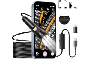 AIWGYIBO Dual Lens Endoscope Inspection Camera, 1080p HD Endoscope Semi-Rigid Inspection Cameras with 8+1 Adjustable LED Lights, 7.9mm IP67 Waterproof Probe Drain Camera for Android and iOS (16.5 ft / 5 m)